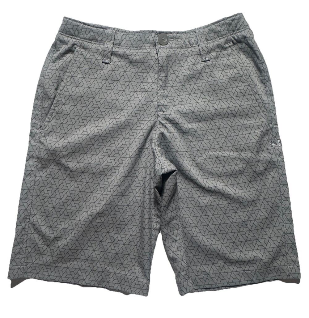 Under Armour HeatGear Boys Golf Shorts Gray Geometric Print Youth Size 10